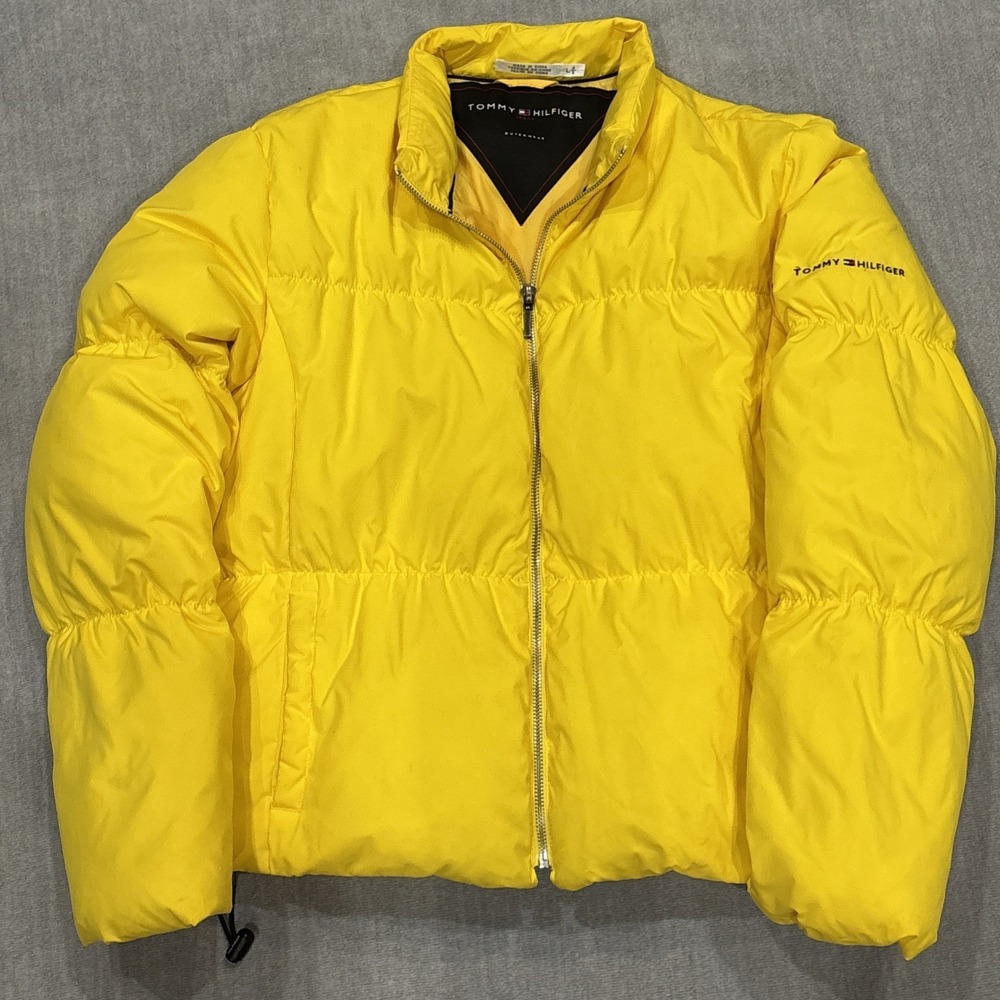 Tommy Hilfiger Puffer Jacket womens large Yellow READ - Picture 1 of 14
